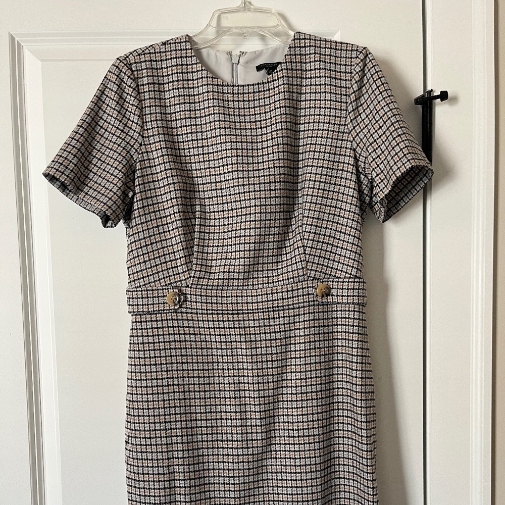 Ann Taylor Micro Check Shift Dress - 4P